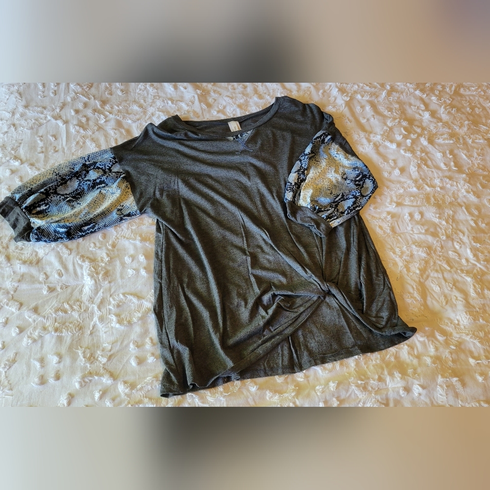 Snake skin & grey tunic top